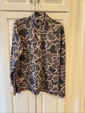 Over Under Men's Grey Camo Quarter-Zip Pullover Sweater